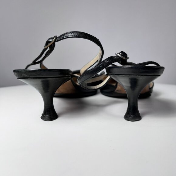 MANOLO BLALHNIK Black Maysli Buckle Slingback Pointed Toe Pumps 7US - Picture 4 of 7